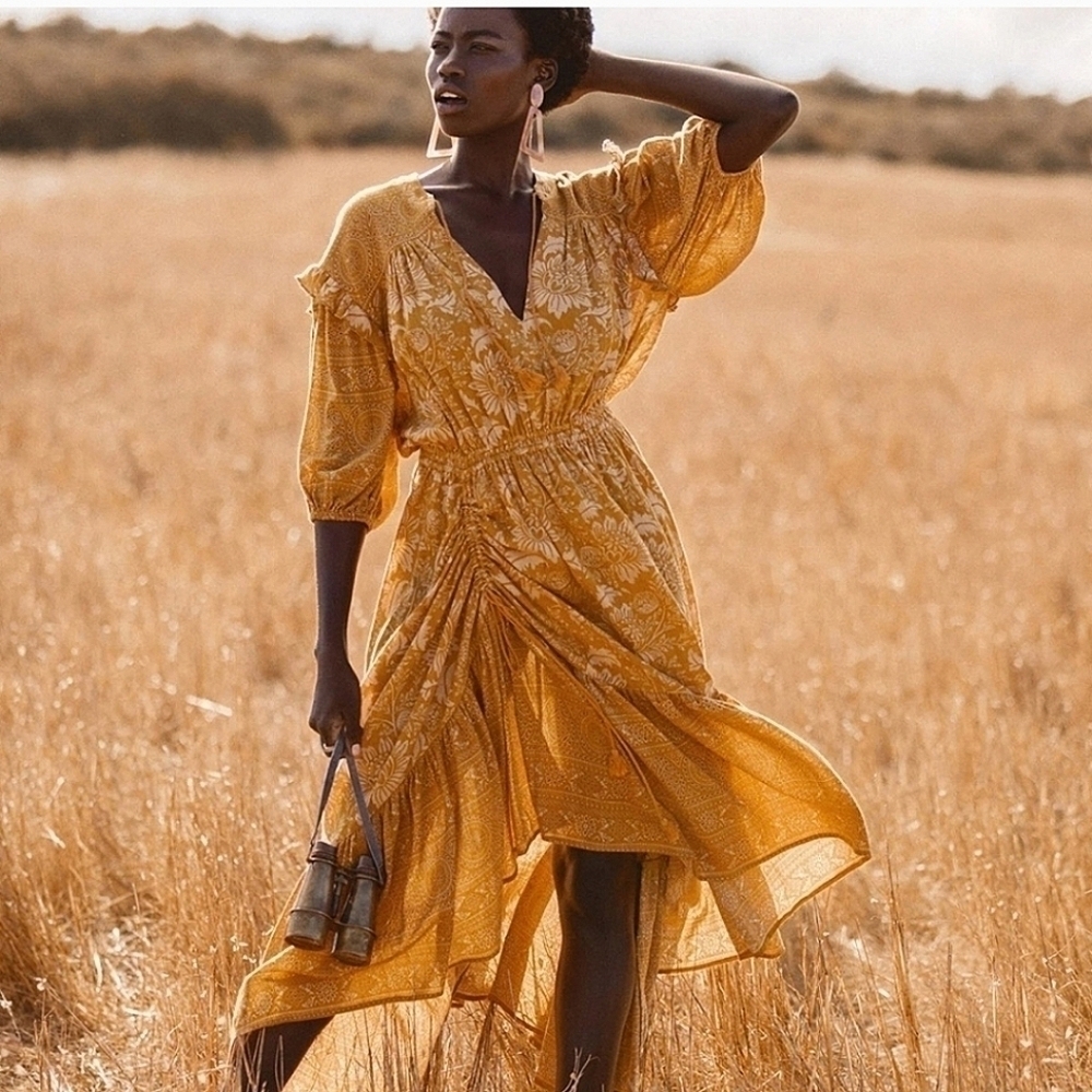 Spell Golden Floral Maxi Dress